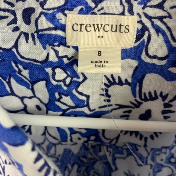 NEW Crewcuts Boys Size 8 Linen Blend Hawaiian Shirt Button Front Blue Floral - Picture 3 of 7